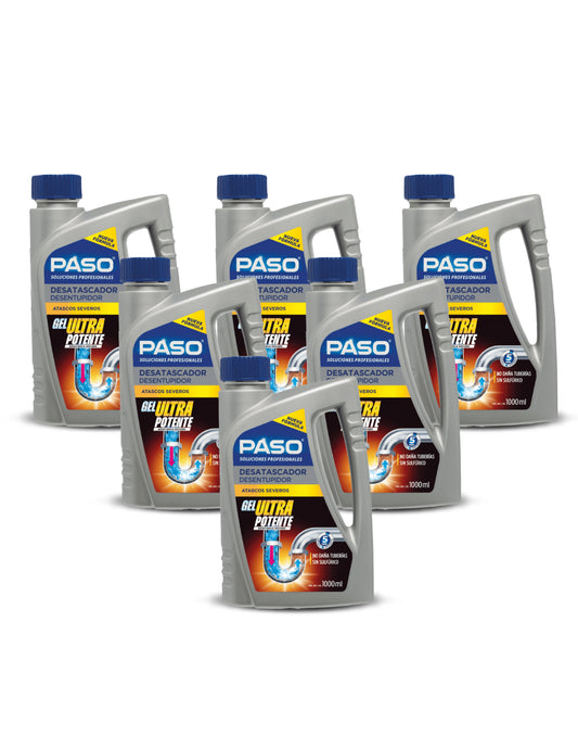 Paso Desatascador Gel Atascos Severos 6 x 1 L - Puntolimpieza
