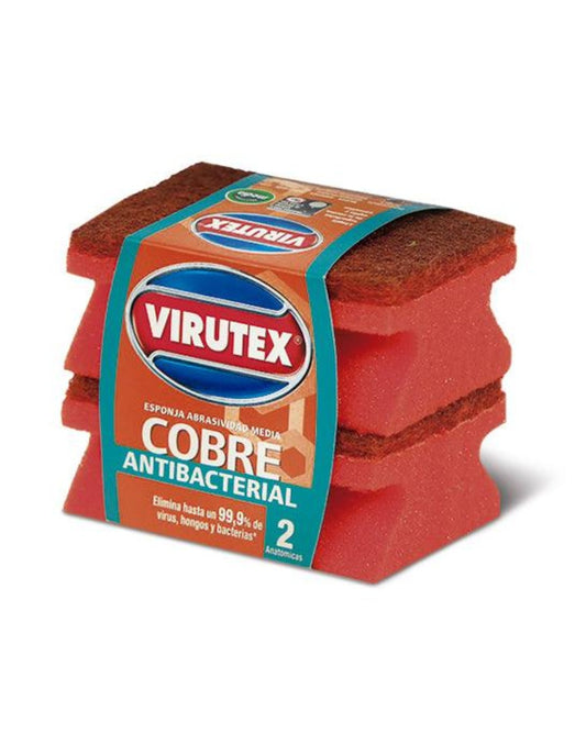Virutex Esponja Acanalada Cobre Antibacterial 2 unid - Puntolimpieza