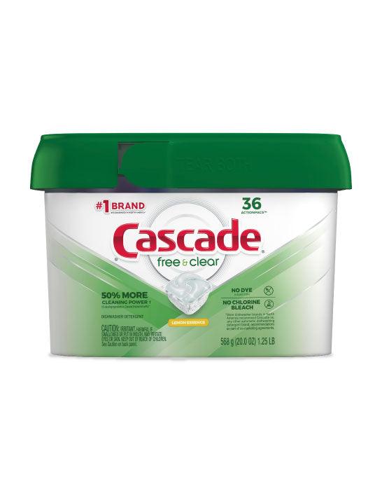 Cascade Detergente Lavavajilla Free & Clear Pods 36 unid - Puntolimpieza