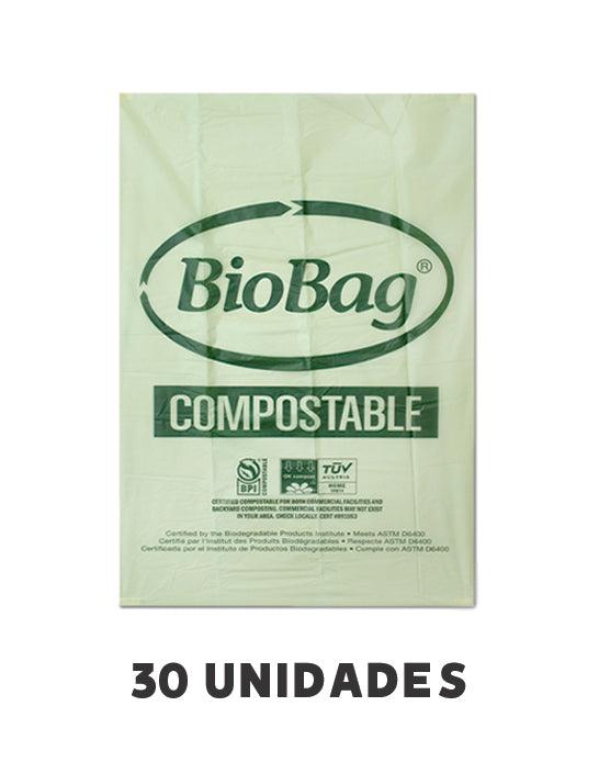 Paquete de 10 un de bolsas compostables y biodegradables BioBag.