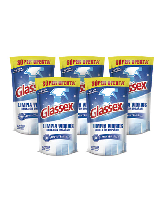Glassex Limpia vidrios recarga 5 x 800 cc - Puntolimpieza