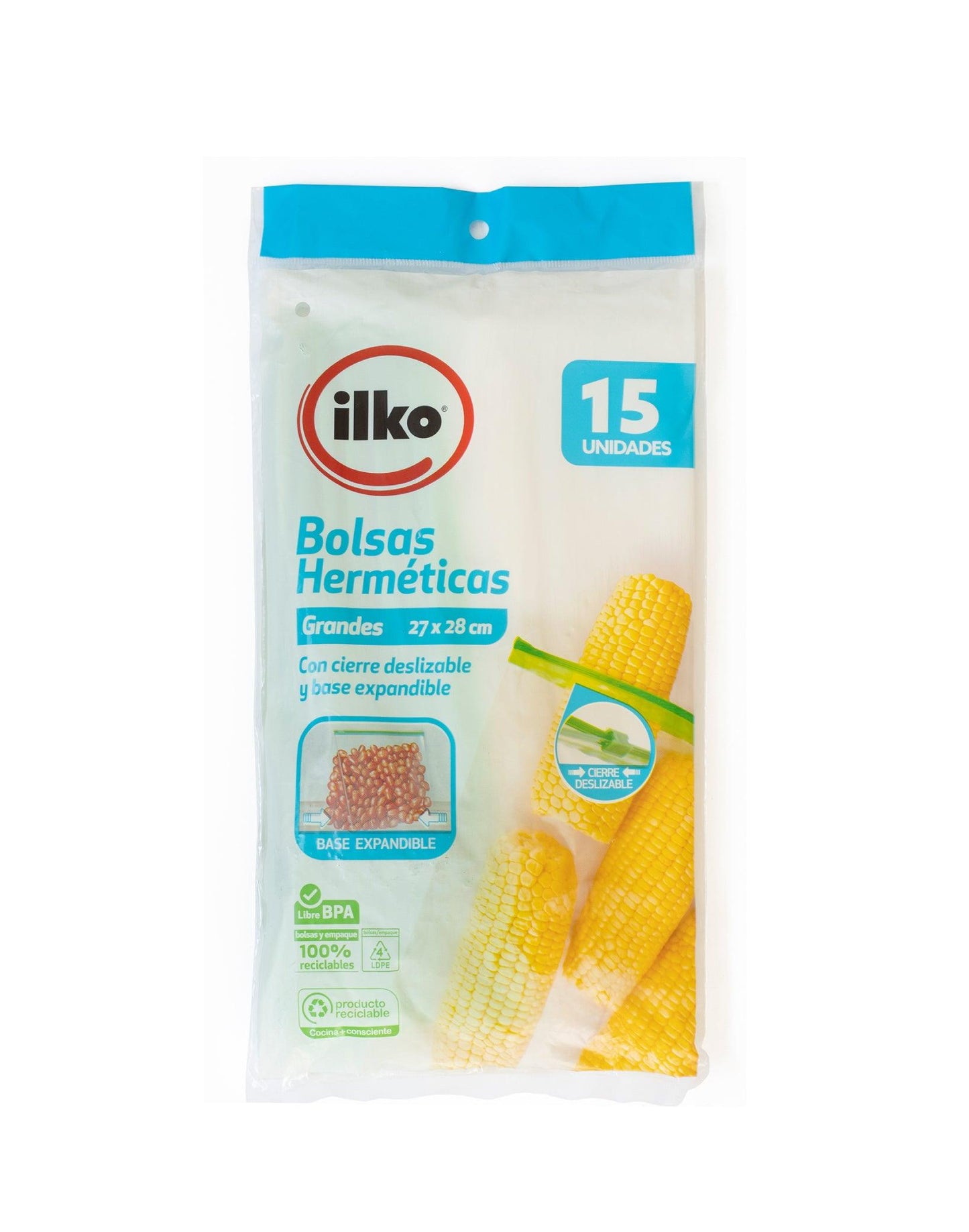 Ilko Bolsa Hermética Grande con Base 27 x 28 cm 15 unid - Puntolimpieza