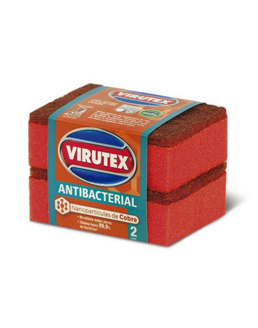 Virutex Esponja Lisa Cobre Antibacterial 2 unid - Puntolimpieza