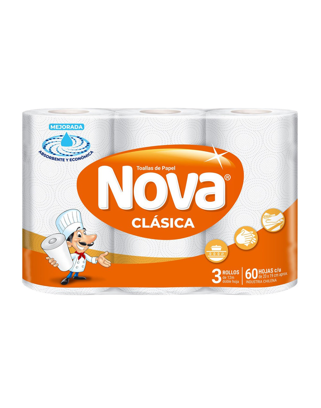 Nova Toalla de Papel 12 metros 3 rollos