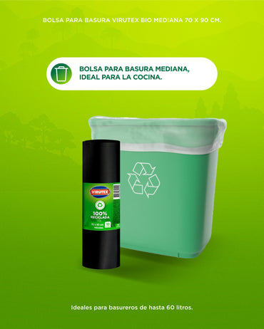 Virutex Bolsa de Basura Mediana 70 x 90 cm 10 unid
