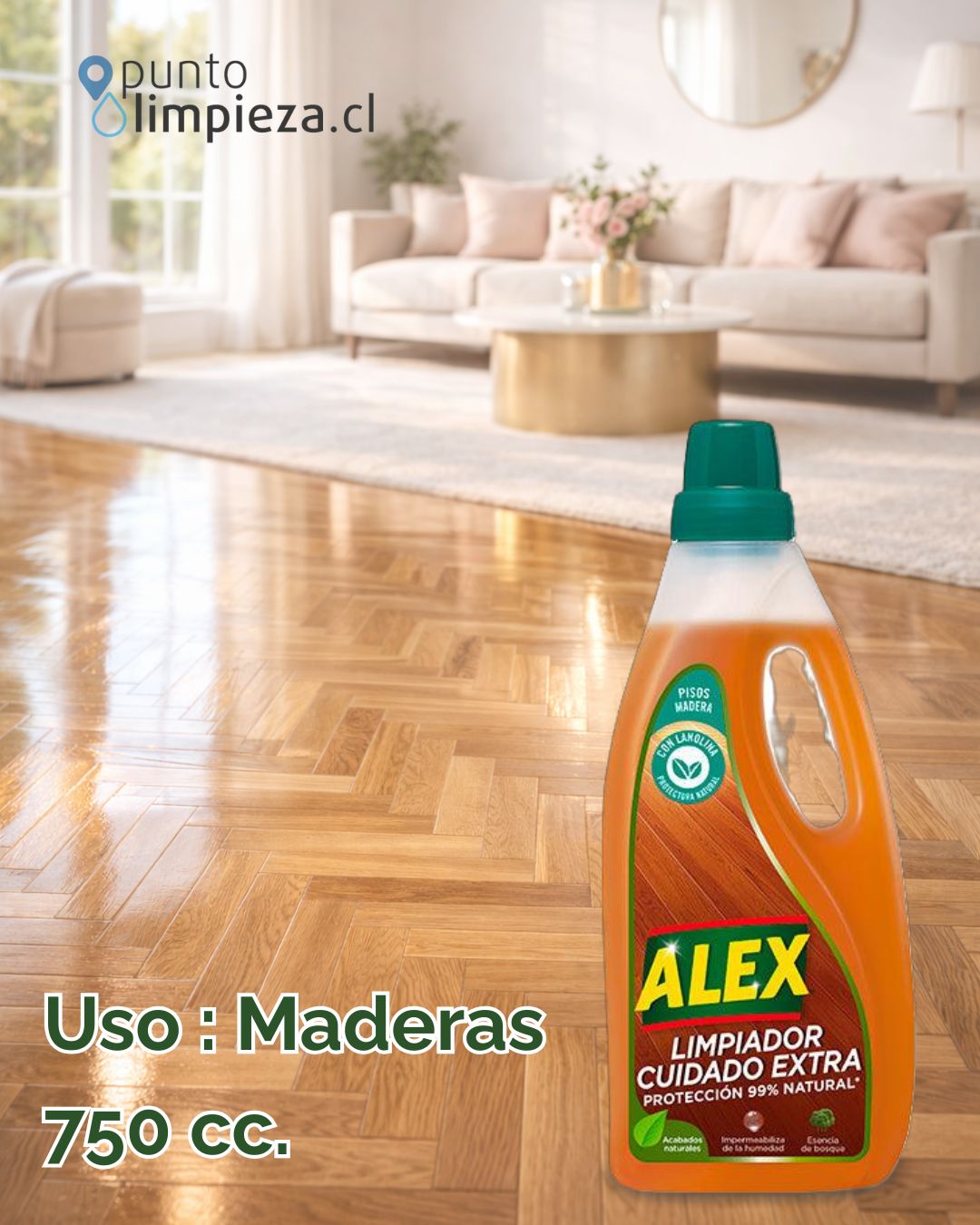 Alex Limpiador Cuidado Extra Madera - Coco con lanolina 750 cc
