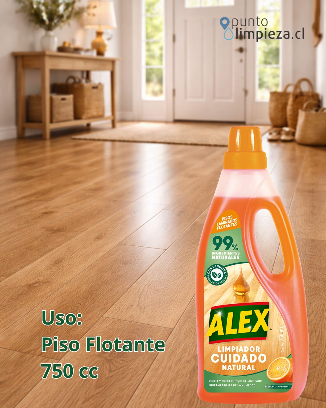 Alex Limpiador Cuidado Natural  Pisos Flotantes  Naranja 750 cc