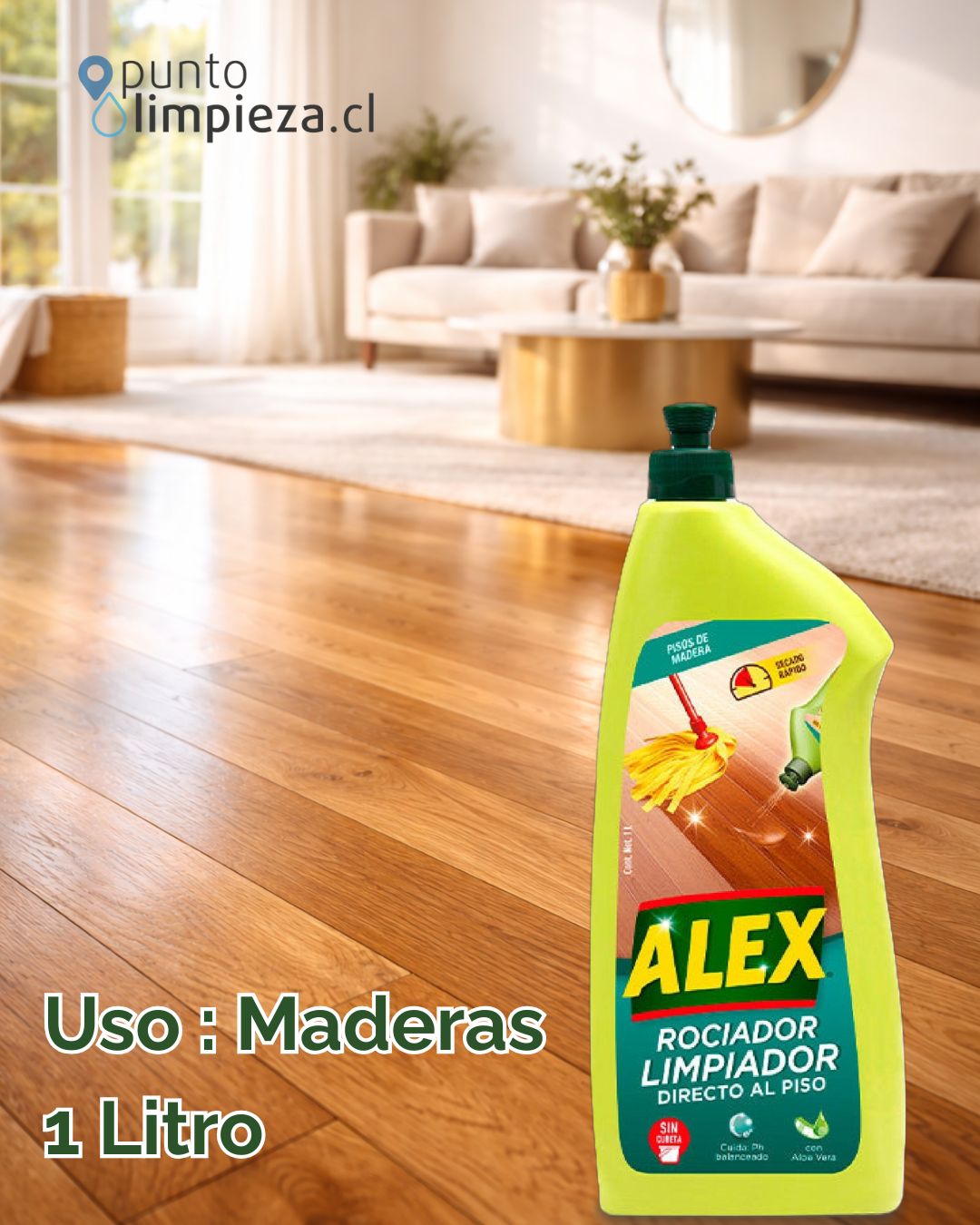 Alex Limpiador directo a piso aloe vera  Madera 1 L