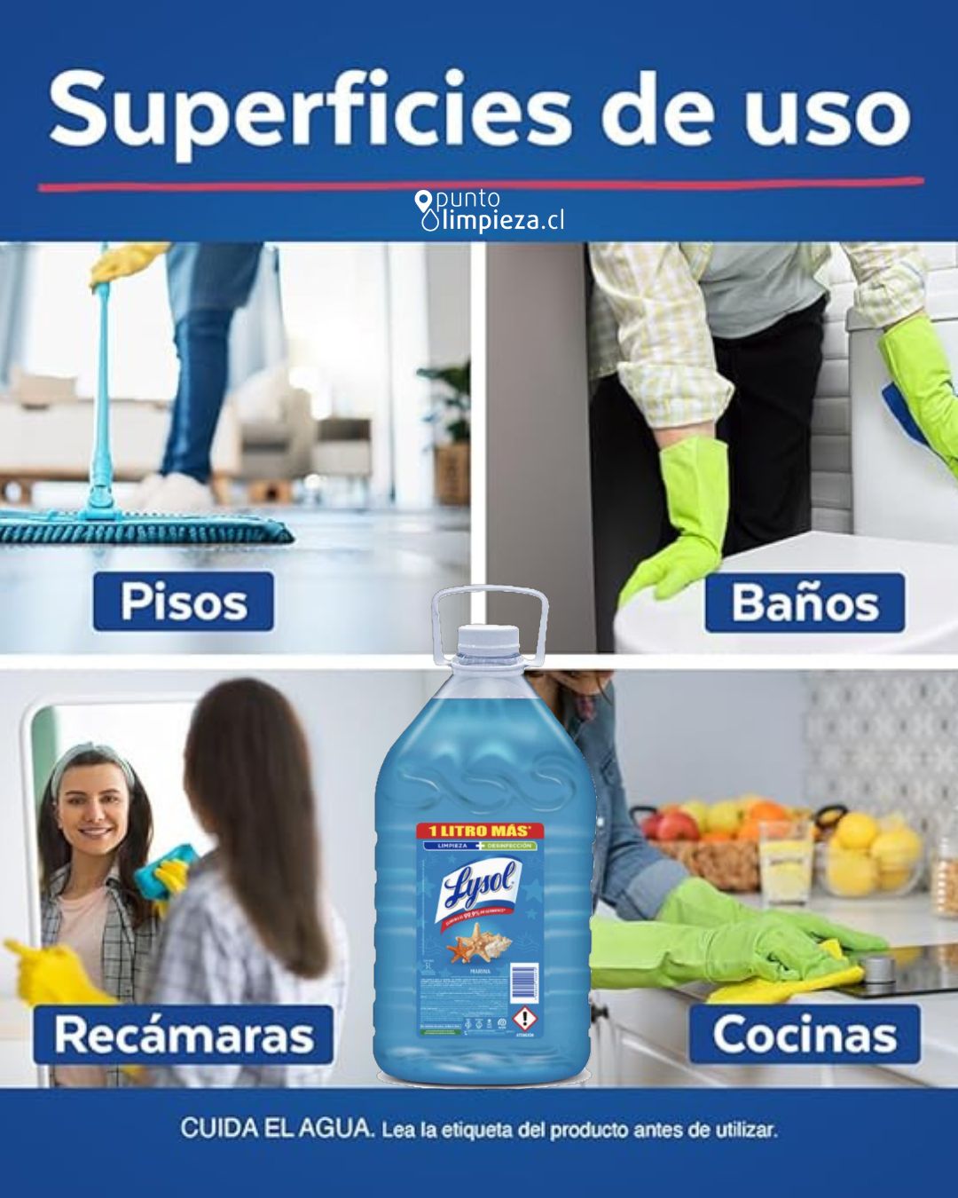Lysol Limpia pisos Marina 3 x 5 L