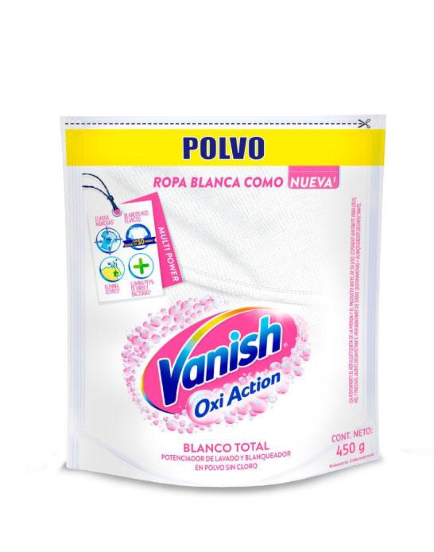 Vanish Quitamanchas ropa blanca polvo recarga 450 gr - Puntolimpieza