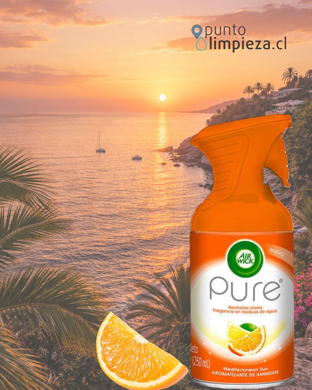 AirWick Aromatizante Aerosol Mediterranean Sun 4 x 250 cc