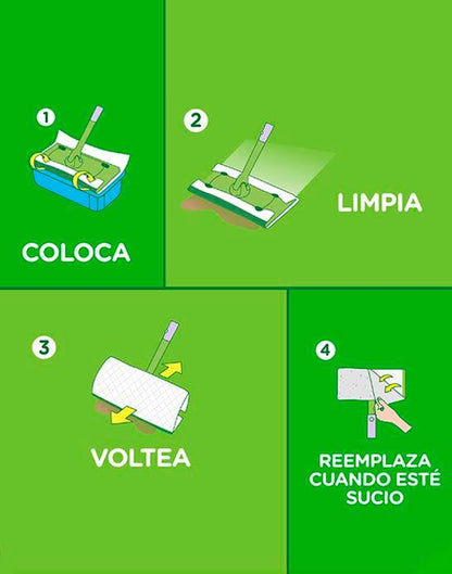 Swiffer Mopa Kit Seco y Humedo trabajo regular y pesado 1 kit - Puntolimpieza