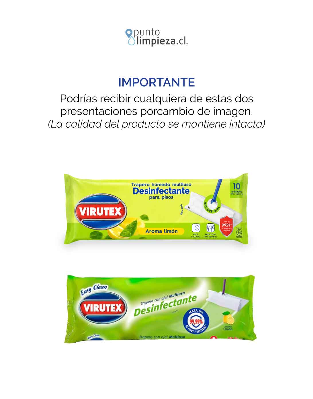 Virutex Trapero Humedo Desinfectante Limon 10 unid