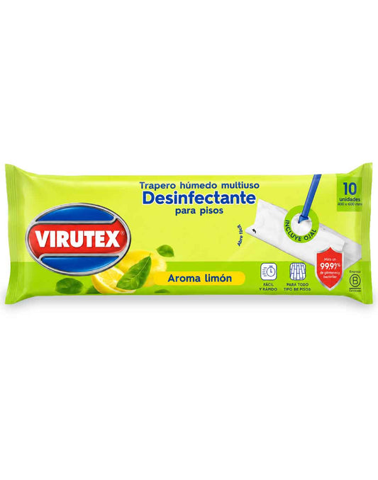 Virutex Trapero Humedo Desinfectante Limon 10 unid
