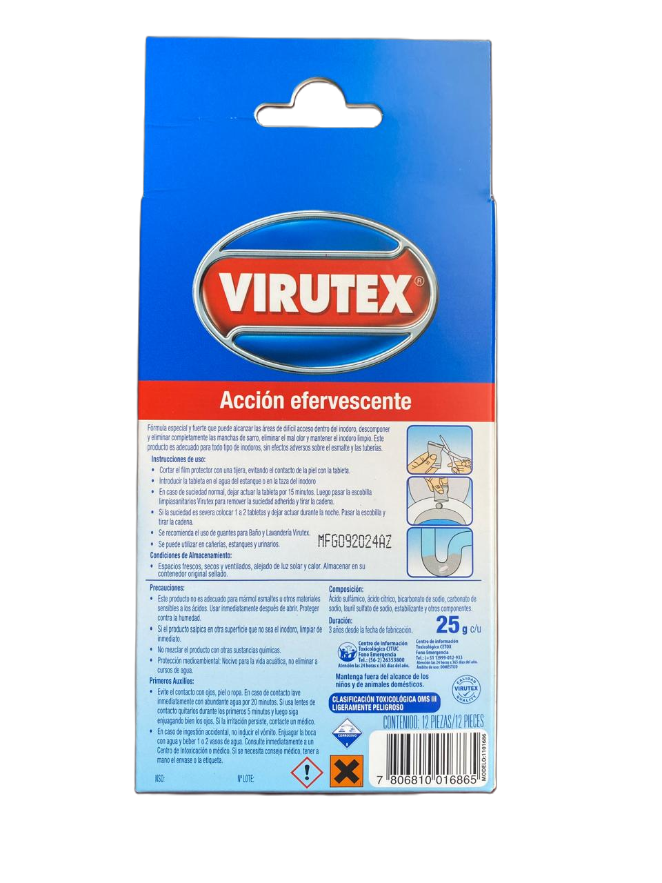 Virutex Tabletas WC Quitasarro Efervescentes 12 unid