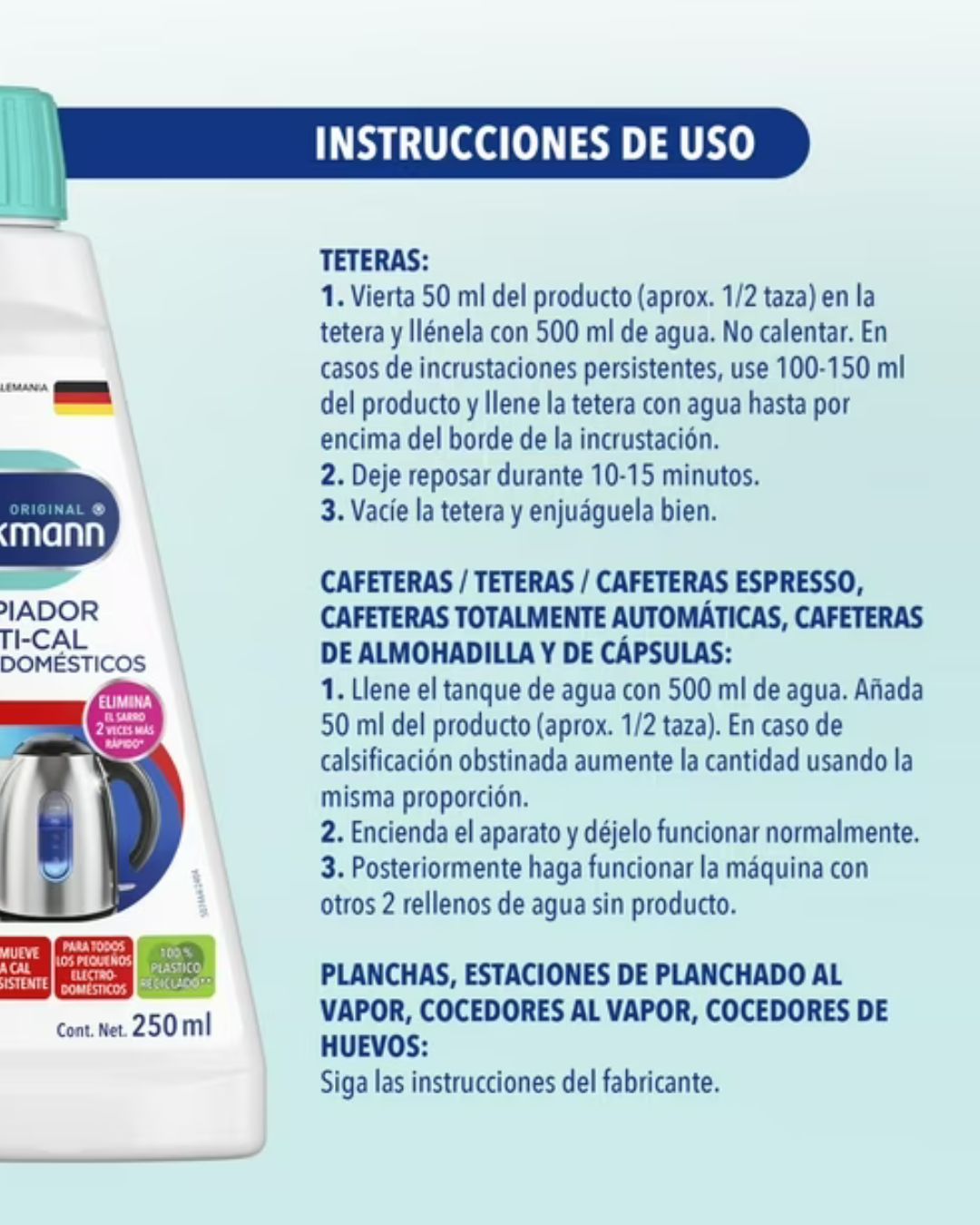 Dr. Beckmann Limpiador Anti-Cal Electrodomesticos 250 cc