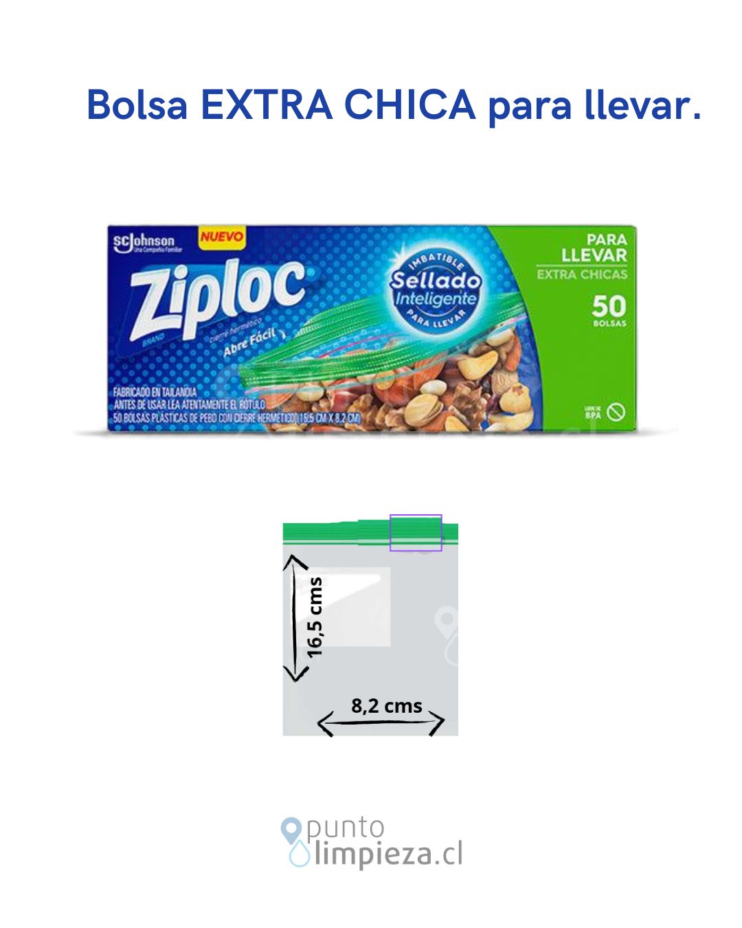 Ziploc Bolsa Hermetica Snack Extra Chica 50 unid