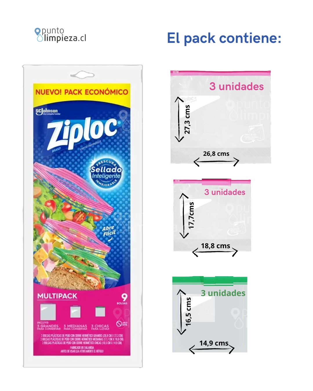 Ziploc Bolsa Hermetica Multipack 9 unid