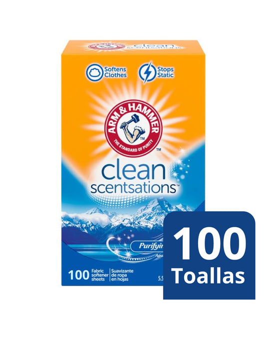 Arm & Hammer Toallas Suavizantes Antiestáticas Clean Scentsations 100 unid