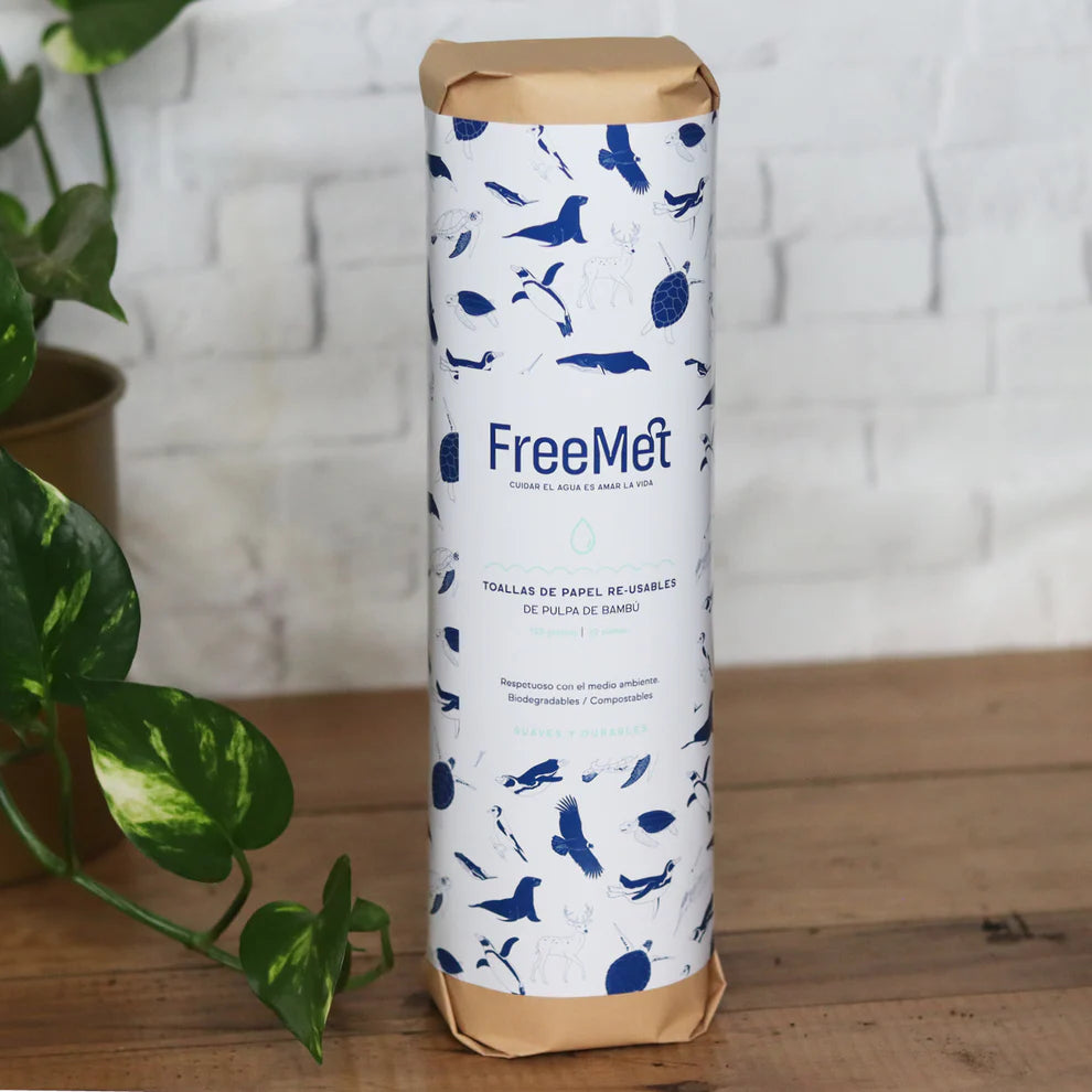 Freemet Toallas de Papel Re-Usables de Pulpa de Bambú 20 unid