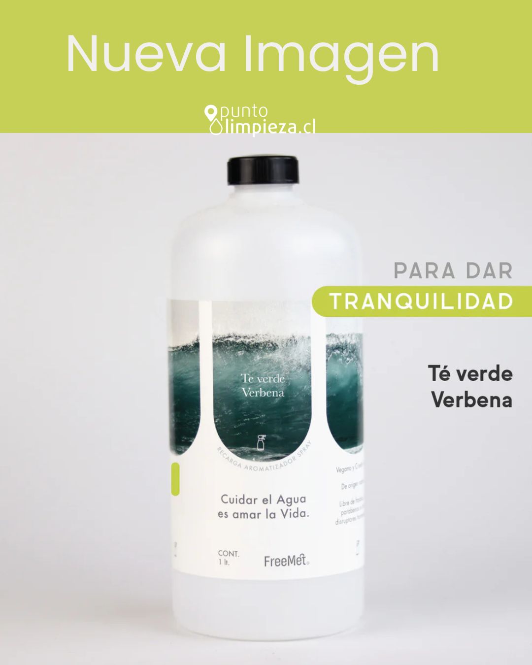 Freemet Recarga Aromatizador de ambiente y telas Té Verde y Verbena 1 L