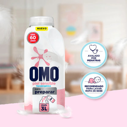 Omo Detergente Liquido Piel Sensible Para Diluir 12 x 500 cc