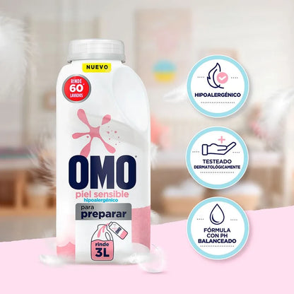 Omo Detergente Liquido Piel Sensible Para Diluir 12 x 500 cc