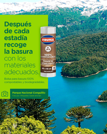 Virutex Bolsa de Basura Papelero 45 x 48 cm 100% Compostable 15 unid