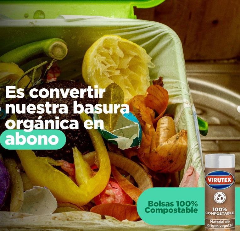 Virutex Bolsa de Basura Papelero 45 x 48 cm 100% Compostable 15 unid