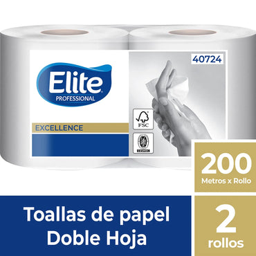 Elite Toalla de Papel Jumbo Doble Hoja 200m 2 rollos