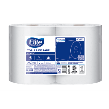 Elite Toalla De Papel Classic Una Hoja 250m 2 rollos - 40862