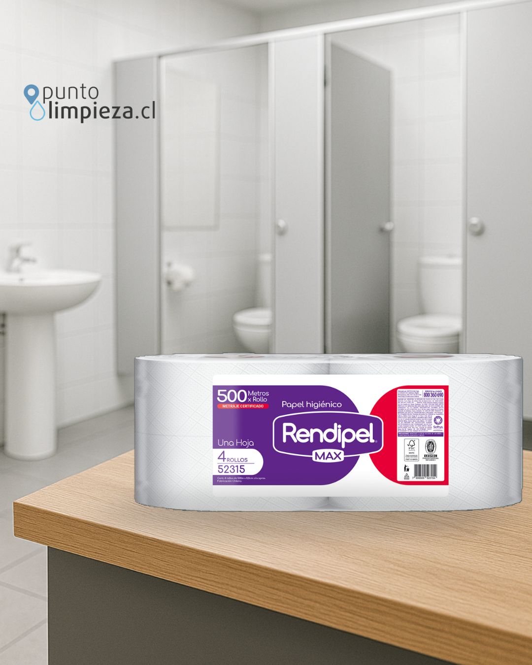 Rendipel Papel Higiénico Industrial Max 500m 4 rollos