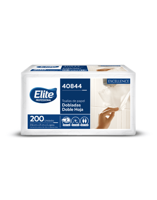 Elite Toalla De Papel Interfoliada Doble Hoja 21,6 x 21 cm 200 unid - Puntolimpieza