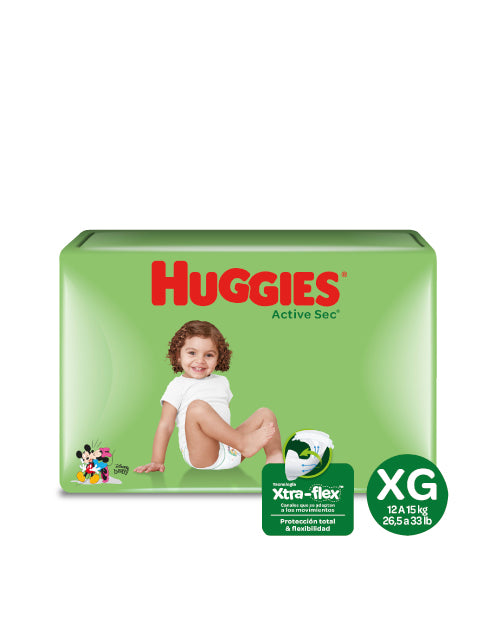 Huggies Pañales Bebé Active Sec XG 52 unid