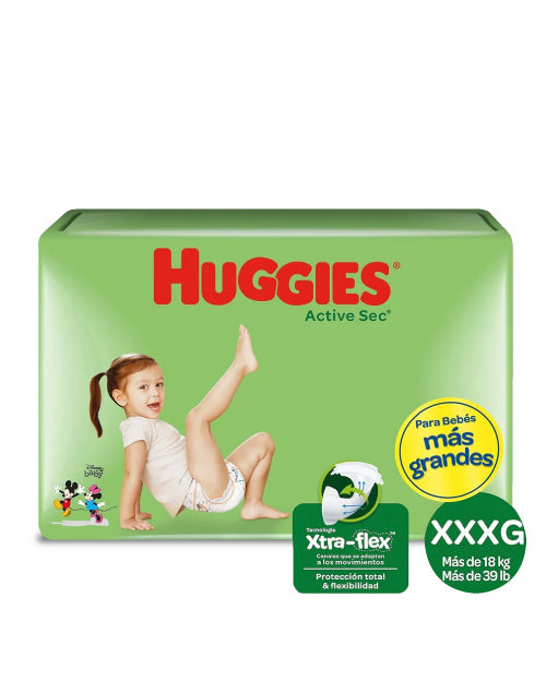 Huggies Pañales Bebé Active Sec XXXG 48 unid