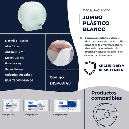 Elite Dispensador papel Higiénico Jumbo Blanco 1 unid - 89140