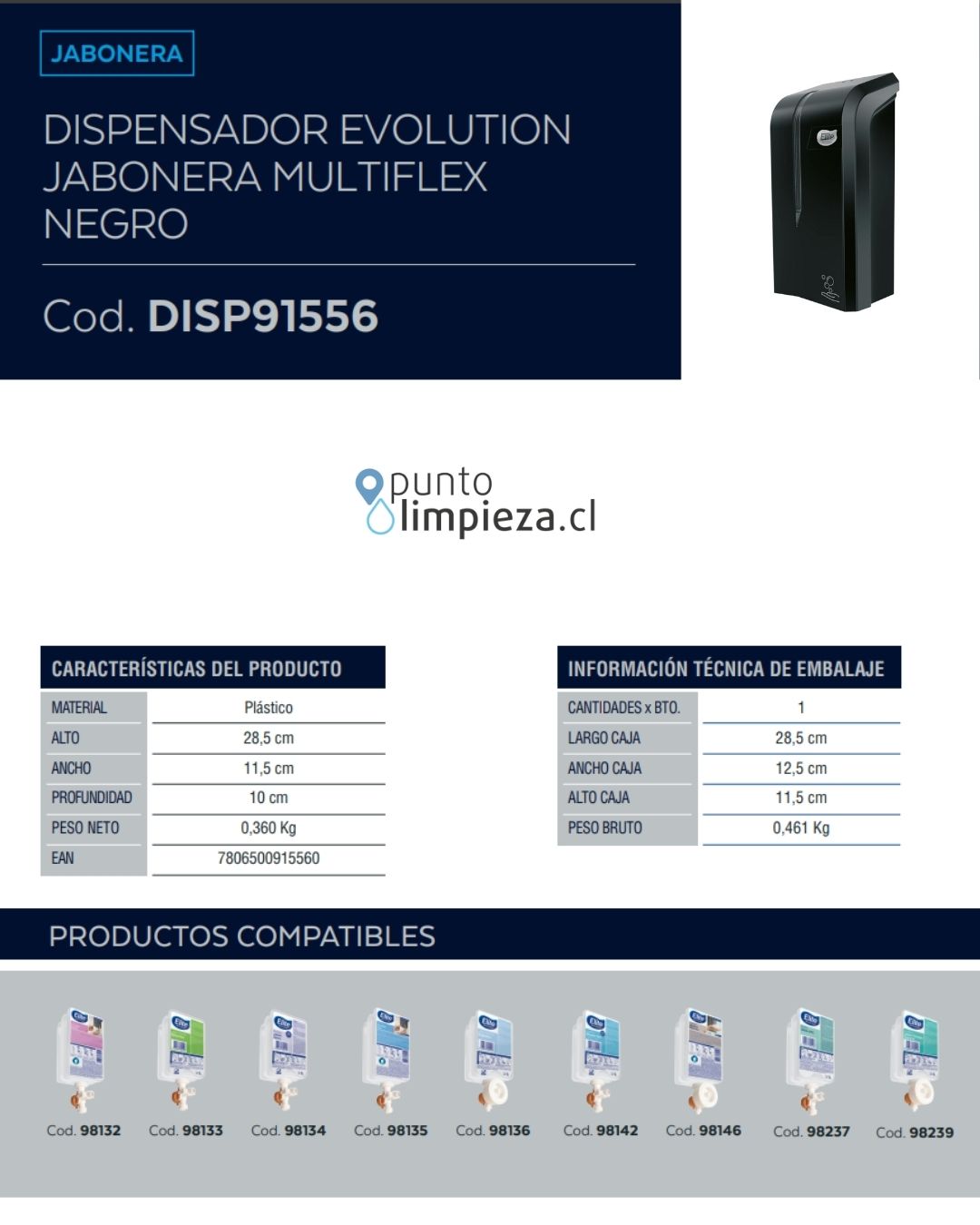 Elite Dispensador De Jabón Multiflex Evolution Negro 1 unid - 91556