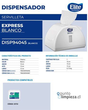 Elite Dispensador Servilleta Express Blanco 1 unid - 94045