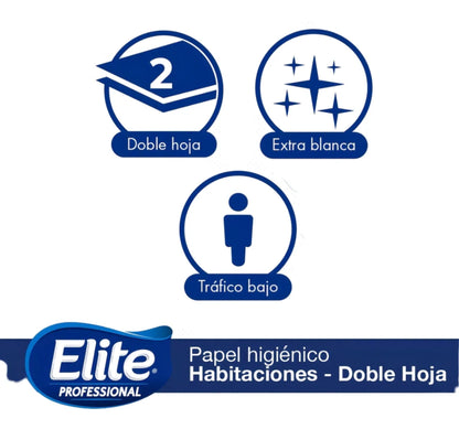 Elite Papel Higiénico Habitaciones Doble Hoja 20 metros 16 rollos