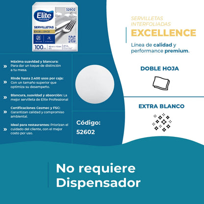 Elite Servilleta Mantel Doble Hoja 24 x 100 unid
