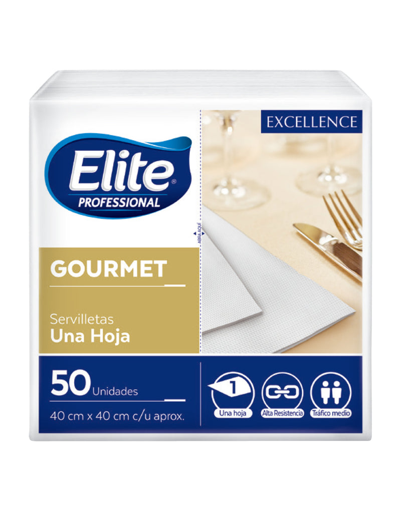 Elite Servilleta Gourmet Blanca Una Hoja 50 unid