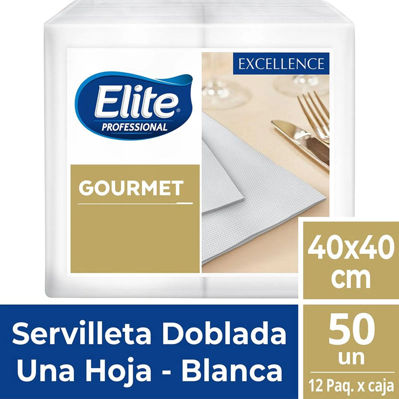 Elite Servilleta Gourmet Blanca Una Hoja 50 unid