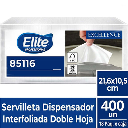 Elite Servilleta Interfoliada Doble Hoja 400 unid - Puntolimpieza