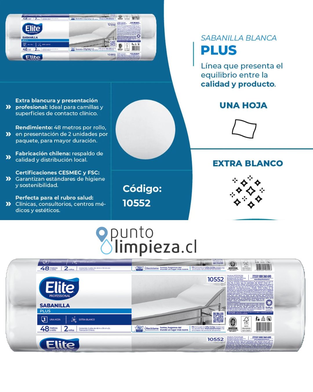 Elite Sabanilla Plus Una Hoja 48 metros 2 unid