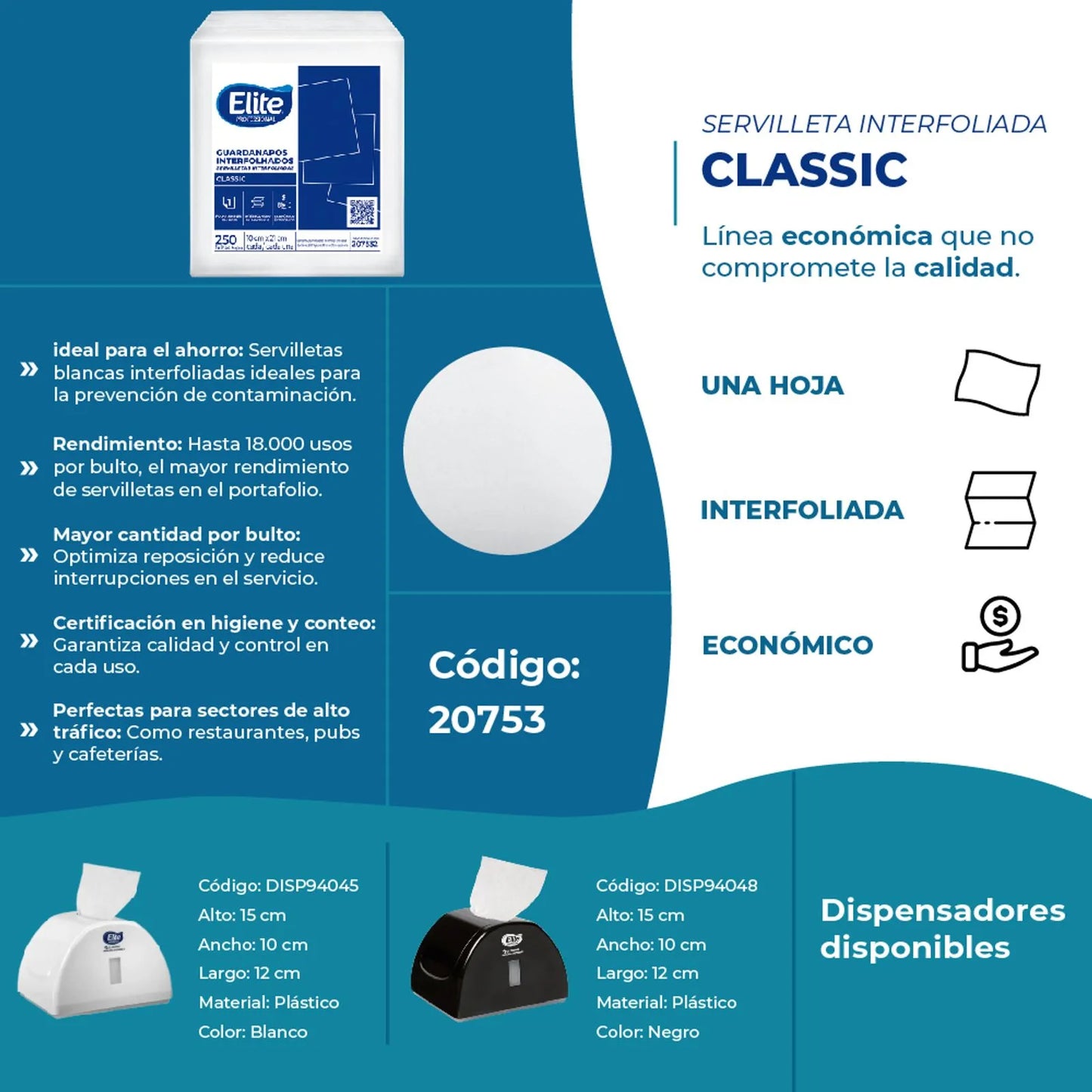 Elite Servilleta Classic Interfoliada Express Una Hoja 250 unid