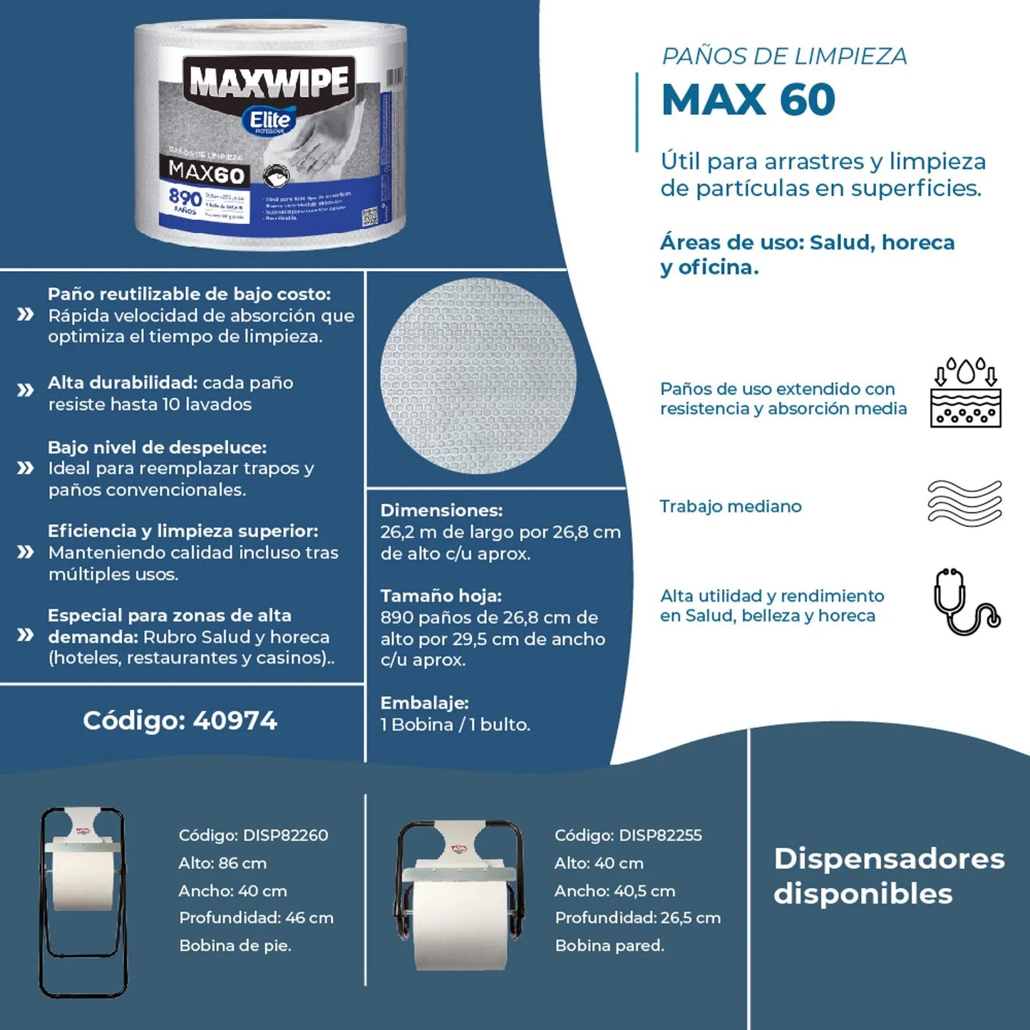 Elite Maxwipe Paños de Limpieza MAX60 890 unid - 40974 | Comprar