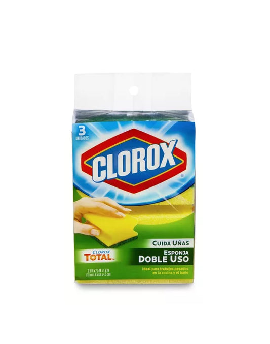 Clorox Esponja Doble Uso Acanalada Cuida Uñas 3 unid