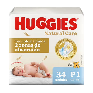 Huggies Pañales Bebé Natural Care P 34 unid
