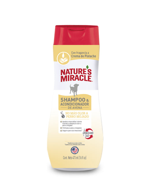 Natures Miracle Shampoo y acondicionador de avena y crema de pistacho 473 ml