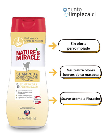 Natures Miracle Shampoo y acondicionador de avena y crema de pistacho 473 ml